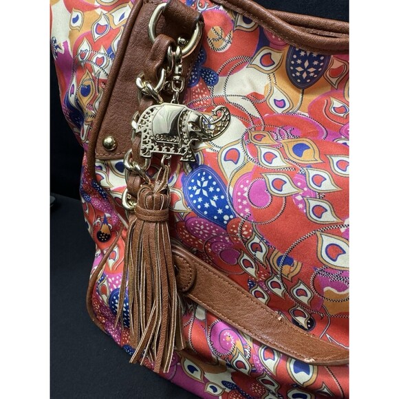 BollyDoll Summer Peacock Purse Beach 2000s Faux Leather Accents Artsy - Picture 2 of 15